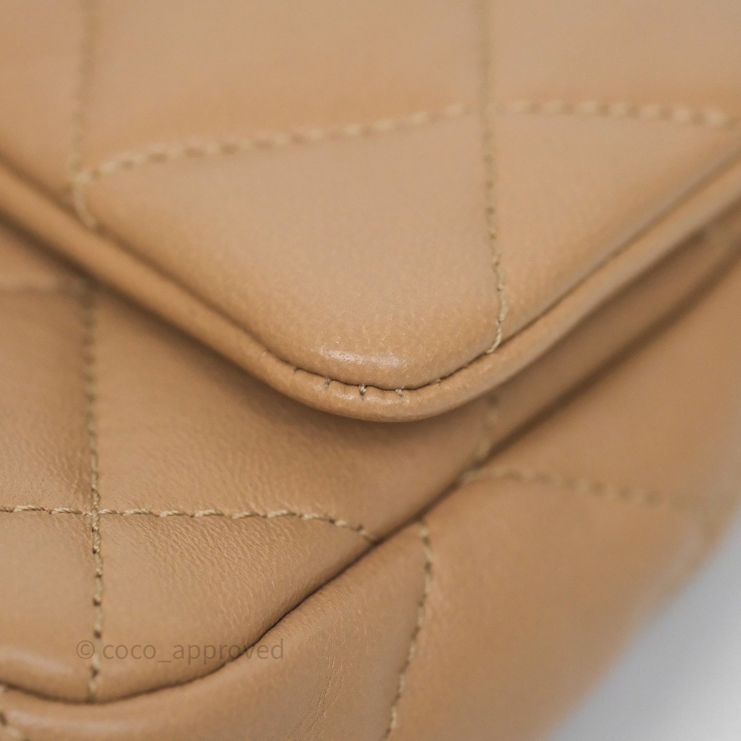 Chanel Mini CC Funky Town Flap Quilted Beige Lambskin Aged Gold Hardware