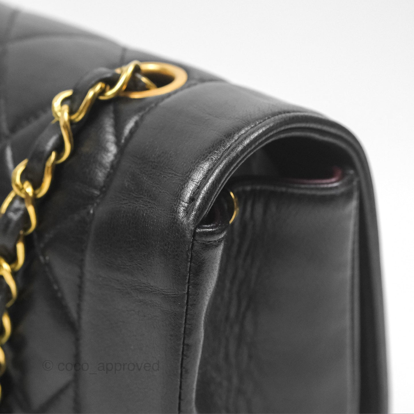 Chanel Vintage Quilted Medium Classic Diana Flap Bag Black Lambskin 24K Gold Hardware