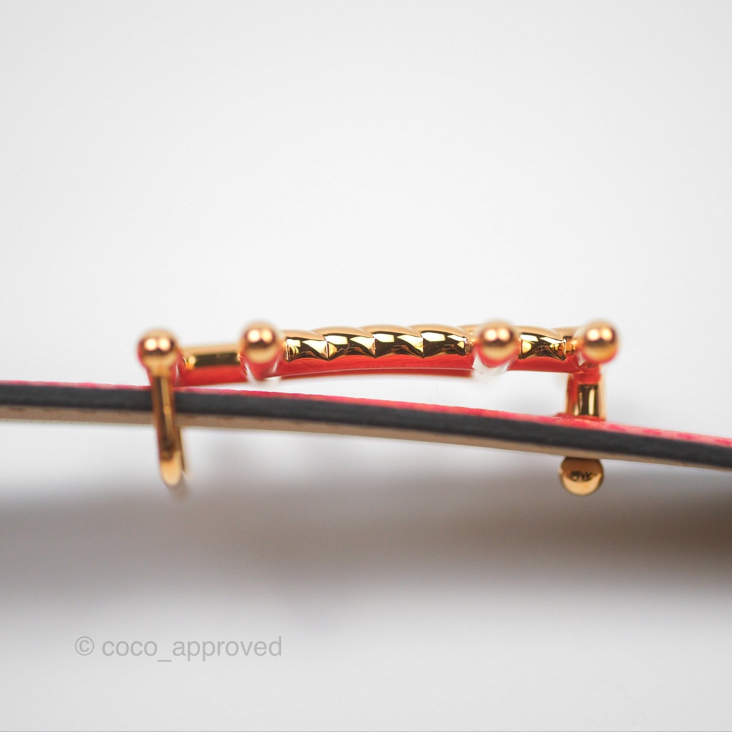 Hermès H au Carre Twist Belt Buckle & Reversible Rose Gold Hardware 24 mm