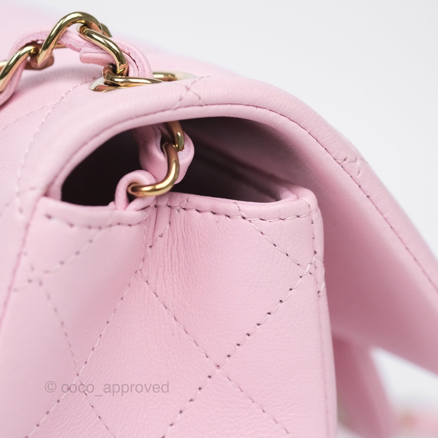 Chanel Mini Square Flap Quilted Pink Lambskin Gold Hardware