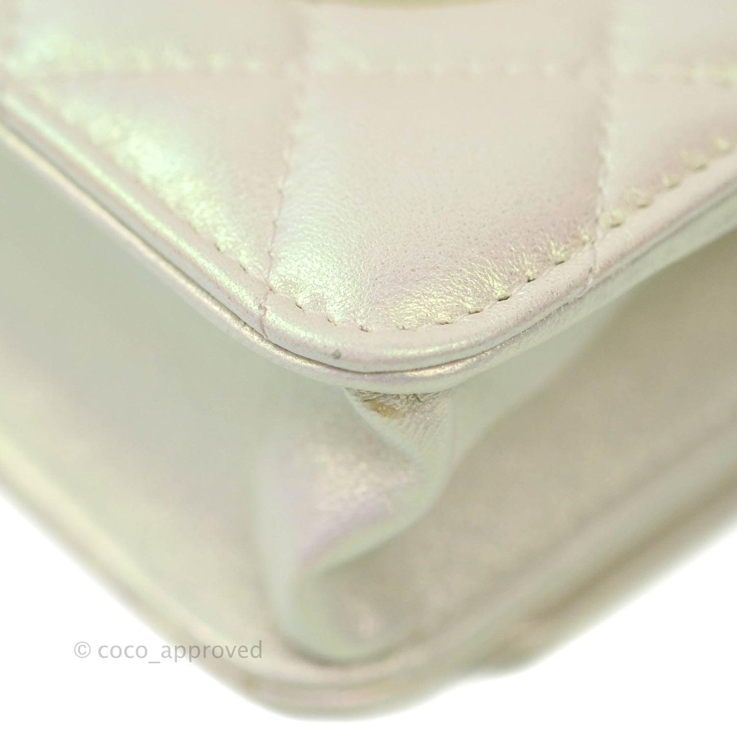 Chanel Quilted Wallet on Chain WOC Iridescent Ivory Light Gold Hardware