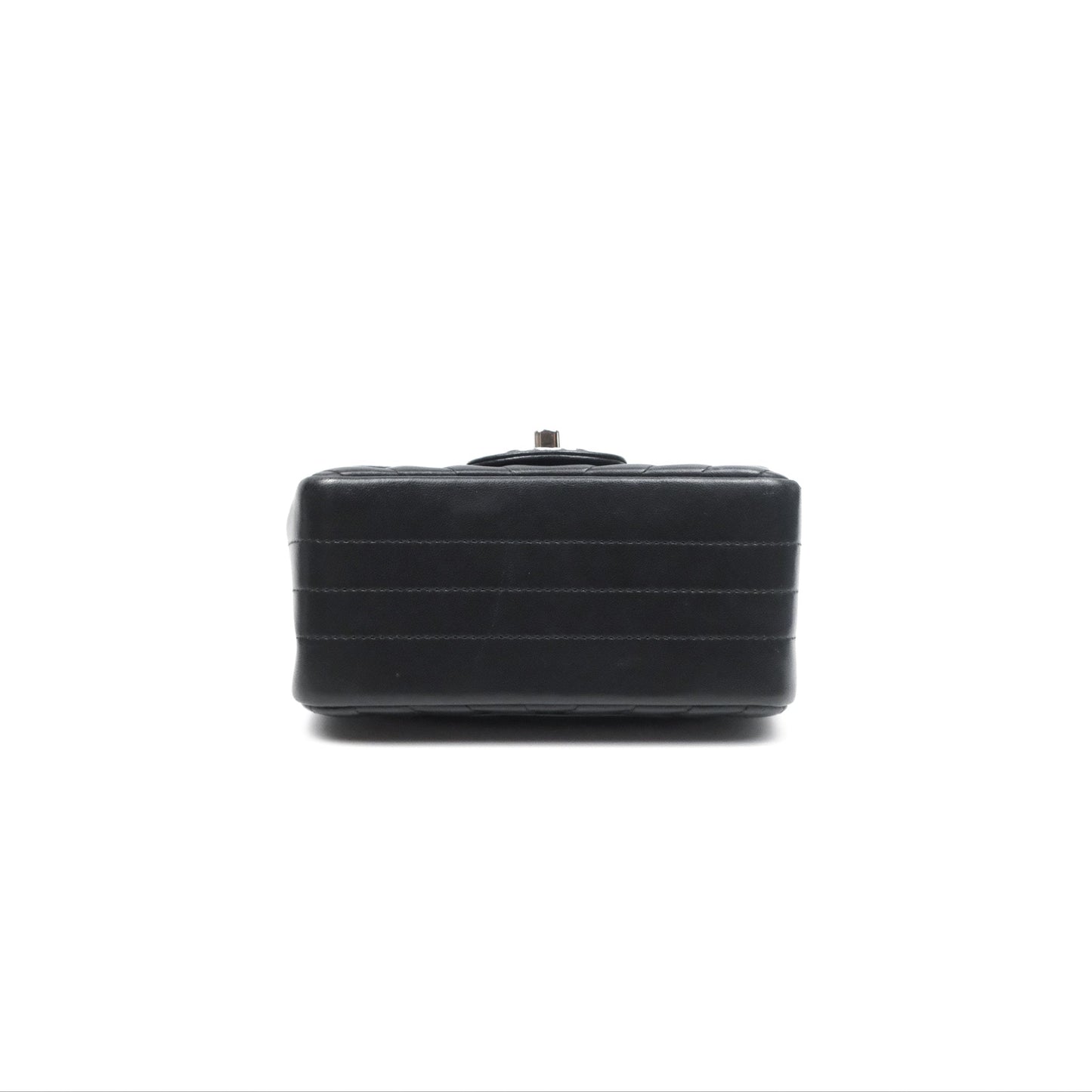 Chanel Mini Square Black Chevron Lambskin Silver Hardware