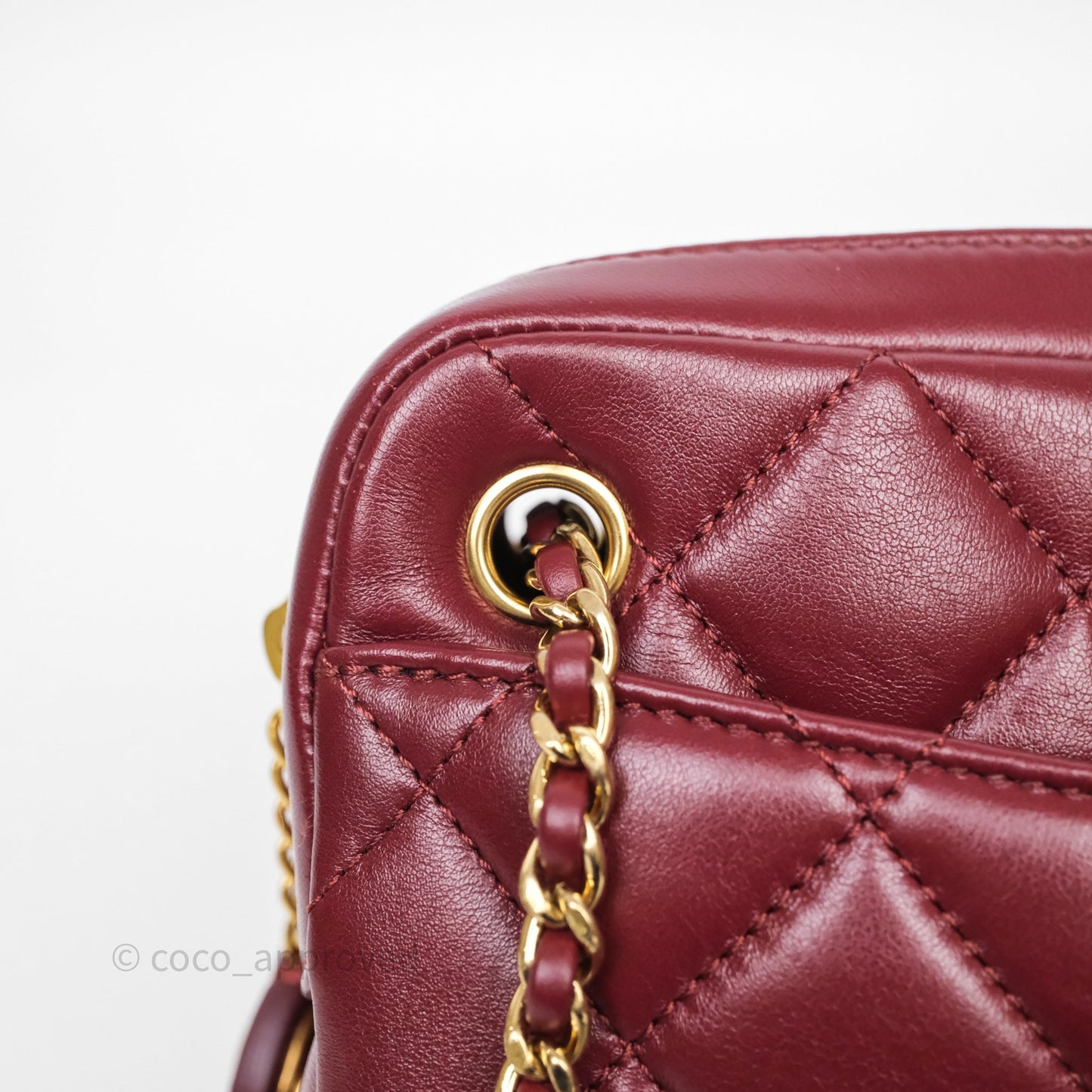 Chanel Small Camera Bag Burgundy Lambskin Gold Hardware