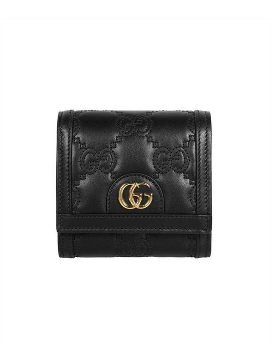 Luxury Gucci Trending 2025 GG Matelassé Half Wallet Black