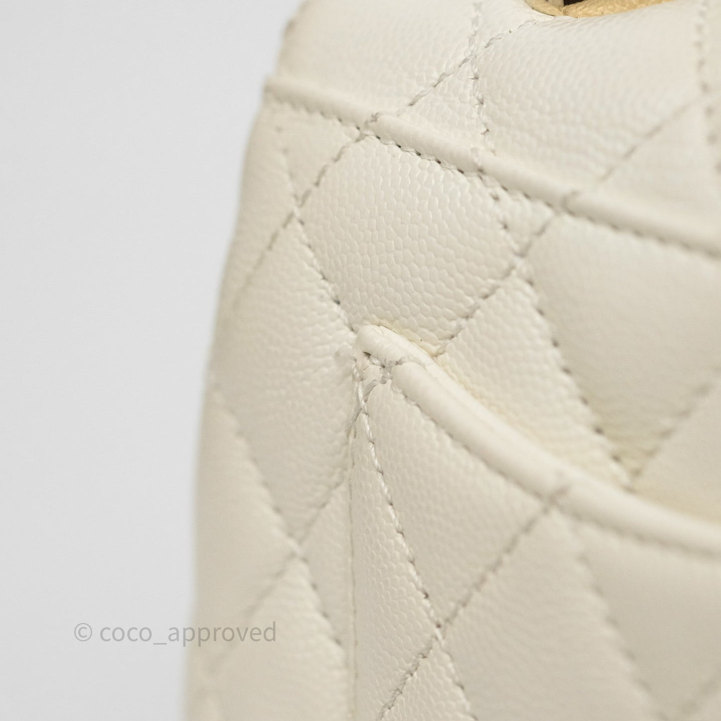 Chanel Mini Coco Handle Quilted Ivory White Caviar Gold Hardware