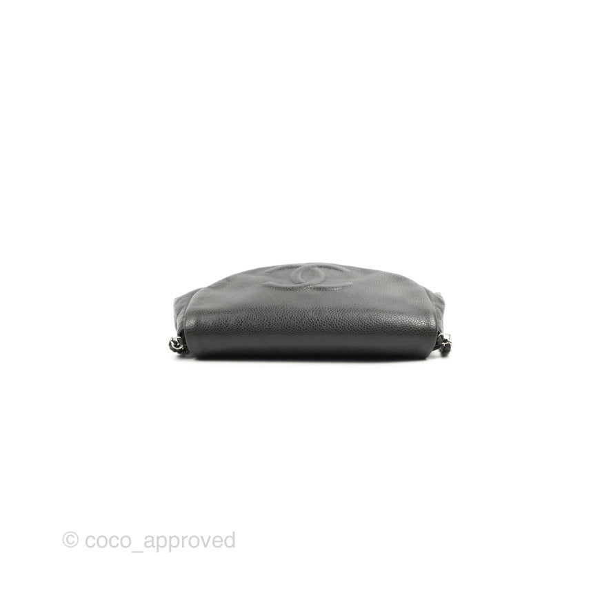 Chanel Half Moon Wallet on Chain WOC Dark Grey Caviar Silver Hardware