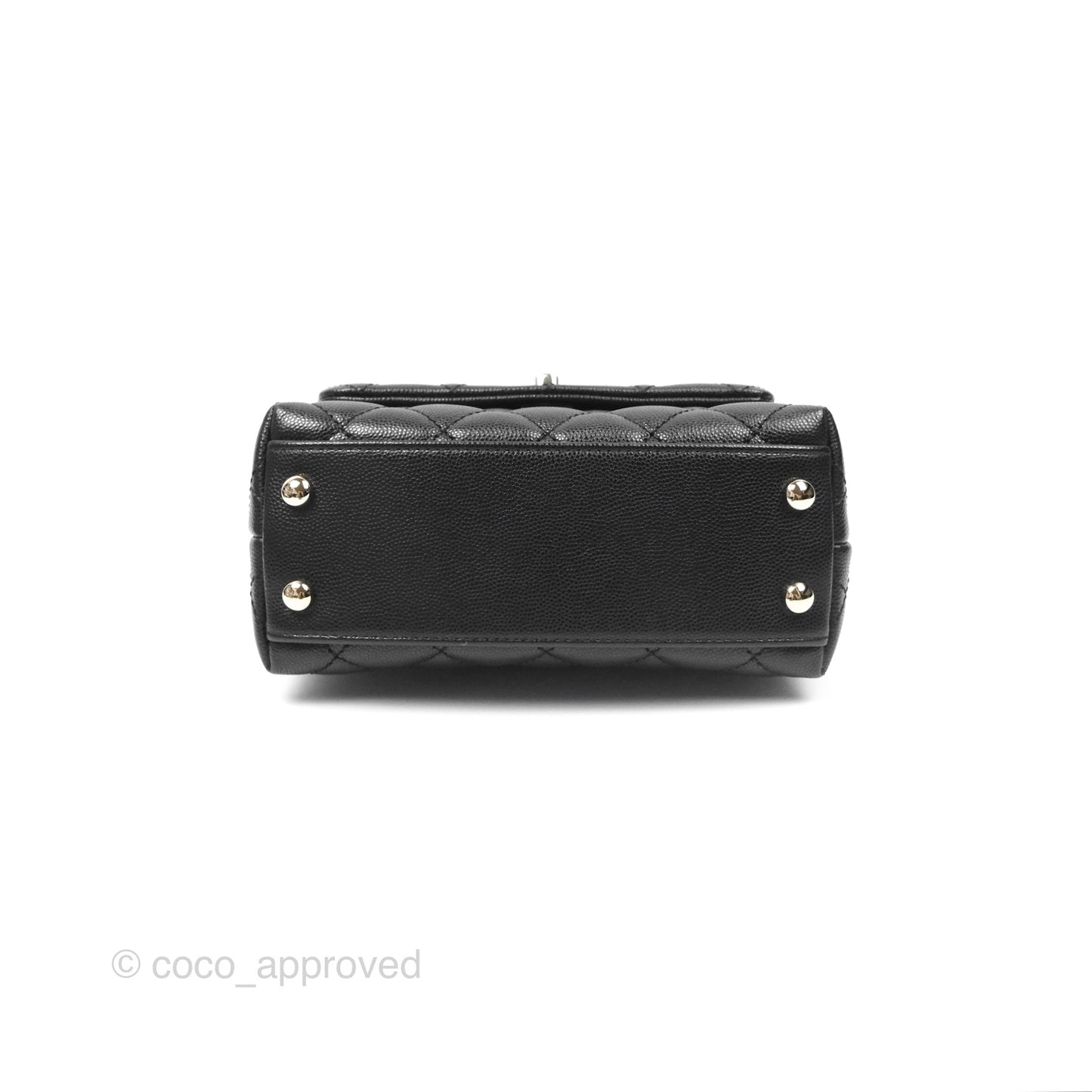 Chanel Mini Coco Handle Quilted Black Caviar Lizard Embossed Handle Gold Hardware
