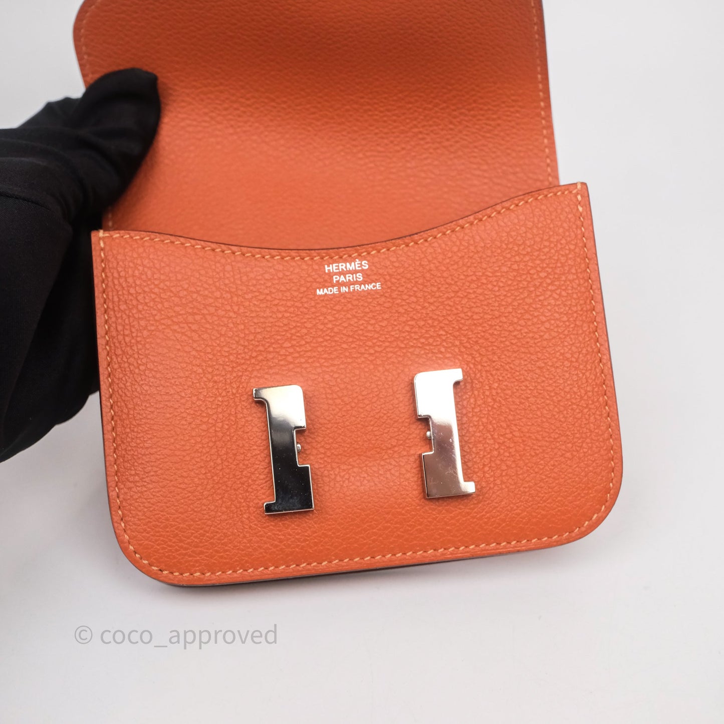 Hermès Constance Slim Wallet Blush J9/ Bleu Frida 0F Evercolor Palladium Hardware