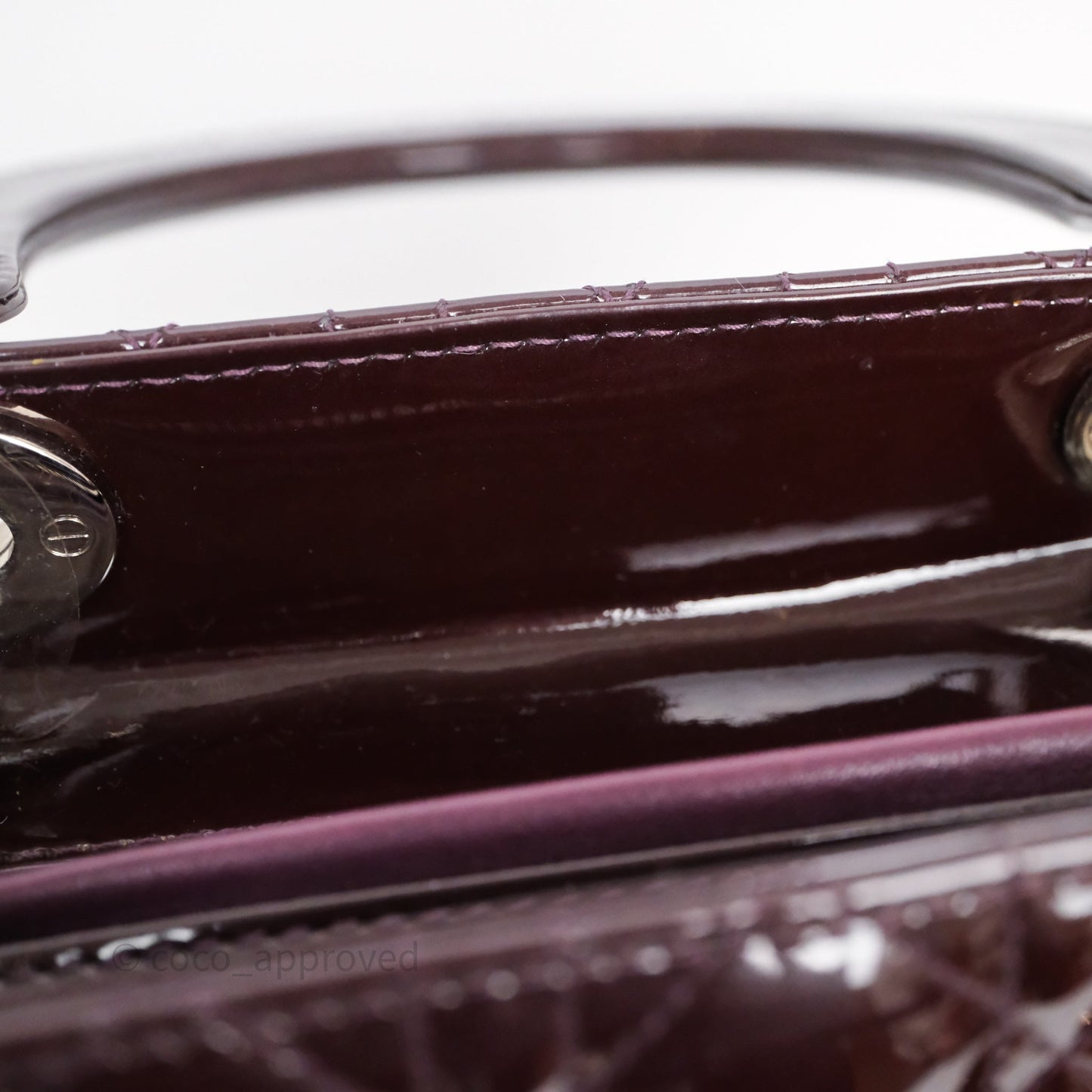 Christian Dior Medium Lady Dior Burgundy Patent Silver Hardware