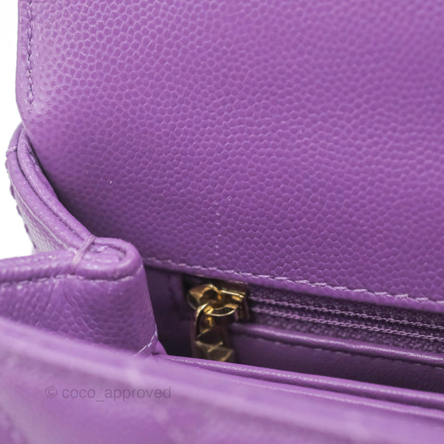 Chanel Mini Coco Handle Quilted Purple Caviar Gold Hardware