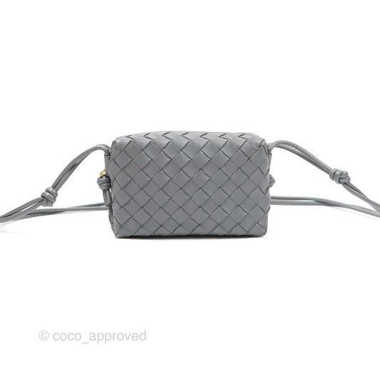 Bottega Veneta Mini Loop Camera Bag Intrecciato Lambskin Thunder
