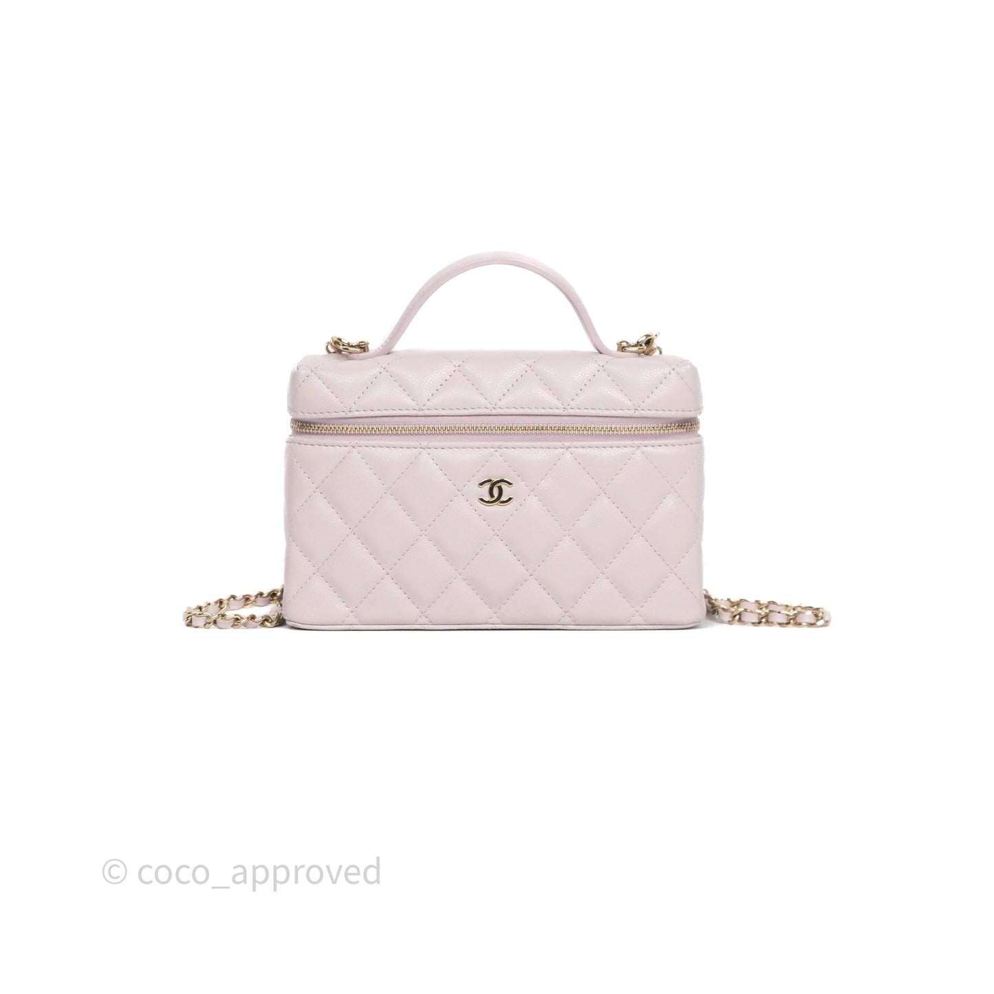 Chanel Top Handle Long Vanity with Chain Lilac Caviar Gold Hardware