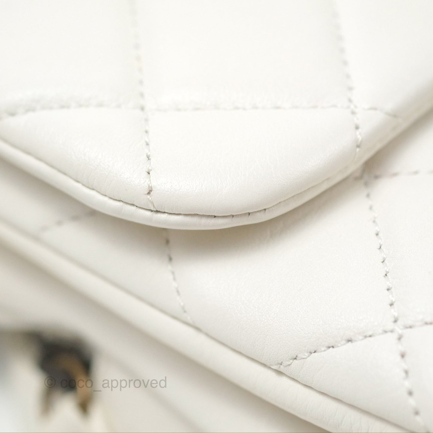 Chanel CC Crown Flap White Calfskin Antique Gold Hardware