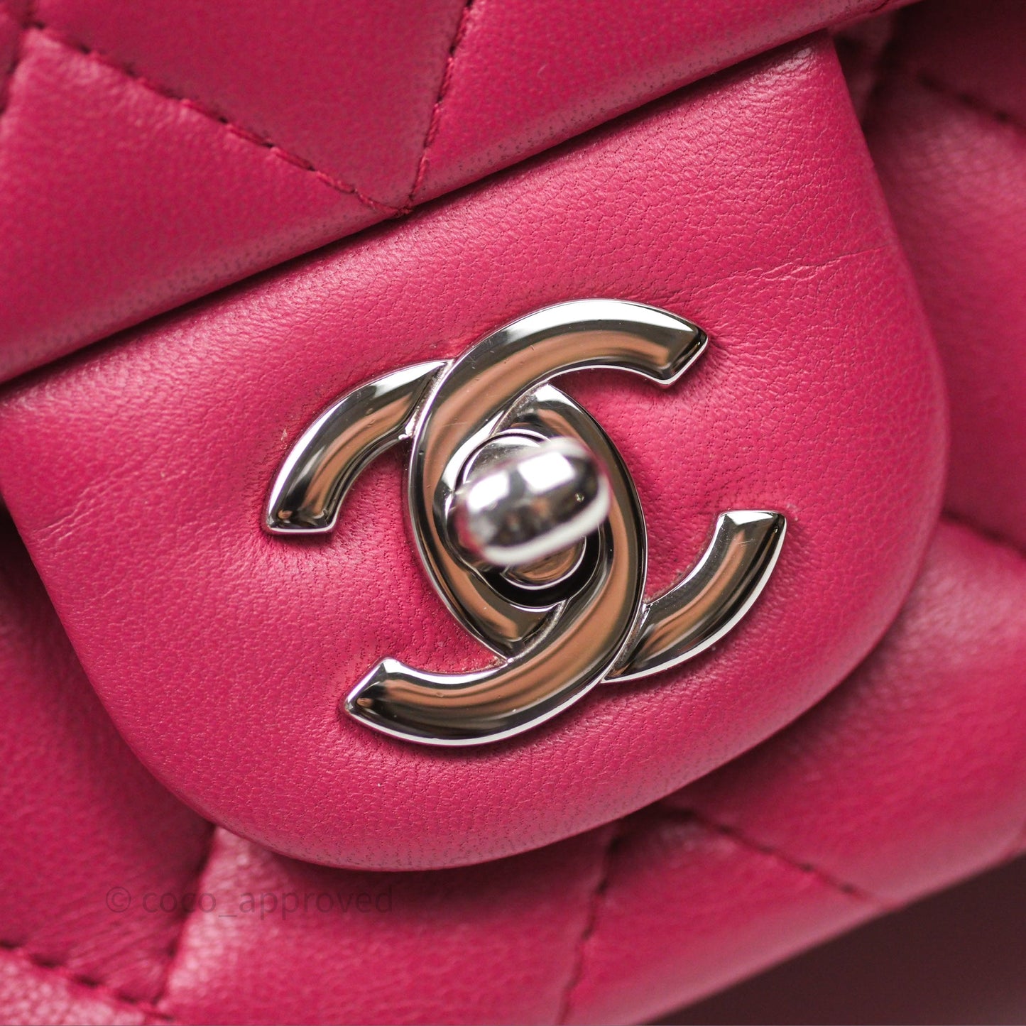 Chanel Quilted Mini Rectangular Flap Dark Pink Lambskin Silver Hardware