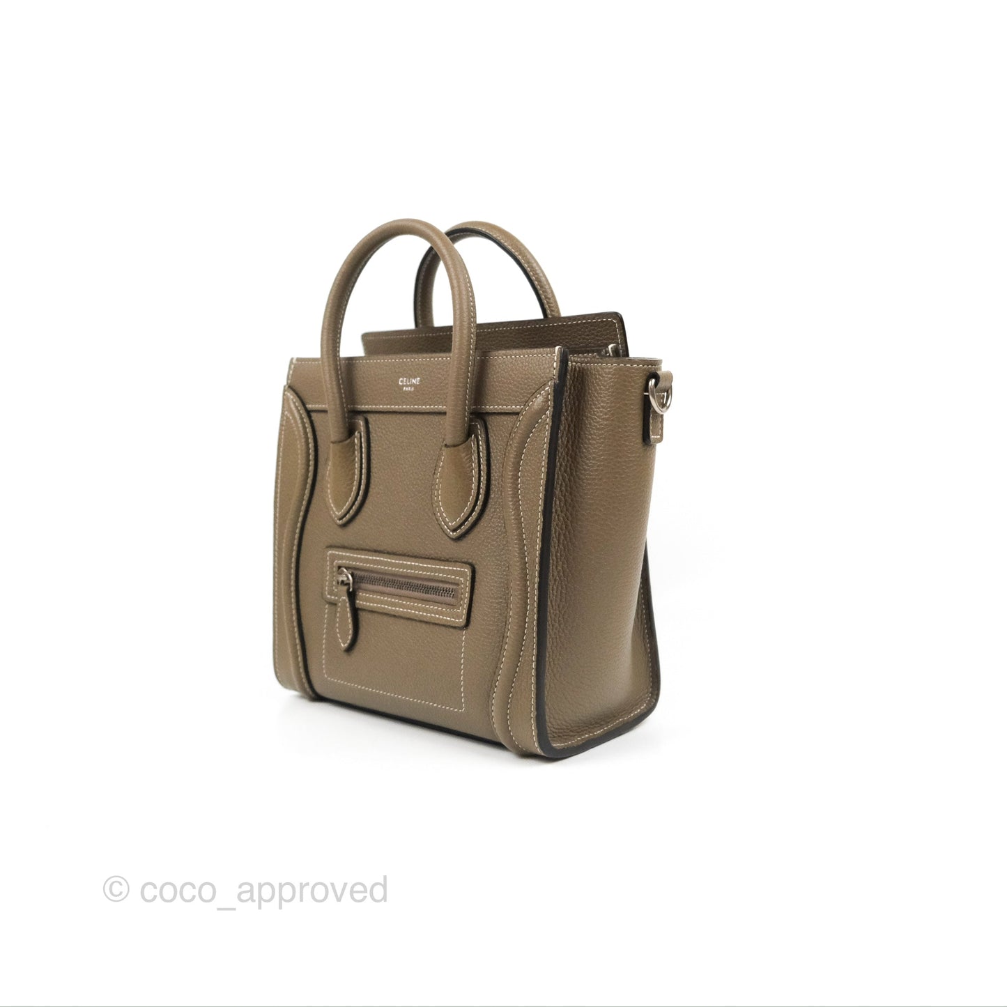 Celine Nano Luggage in Souris Drummed Calfskin