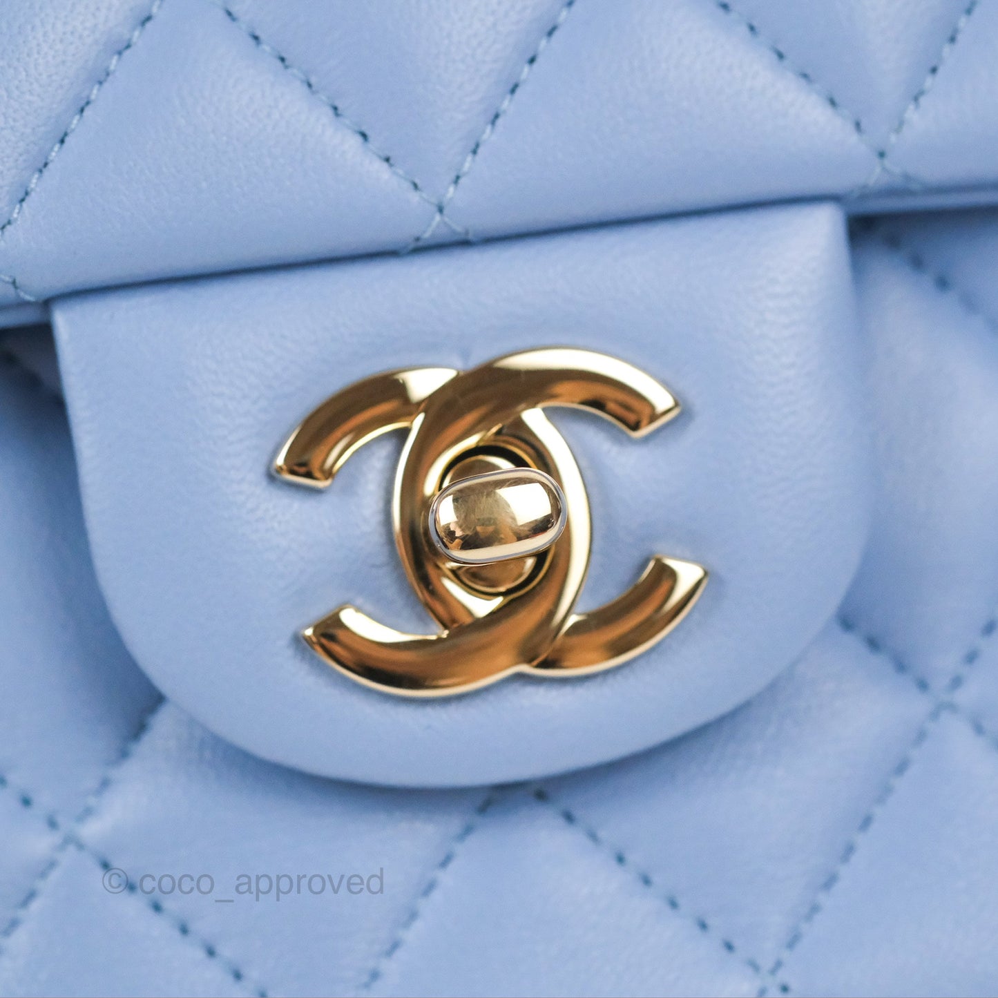 Chanel Small Classic Quilted Flap Blue Sky Lambskin Gold Hardware 21C
