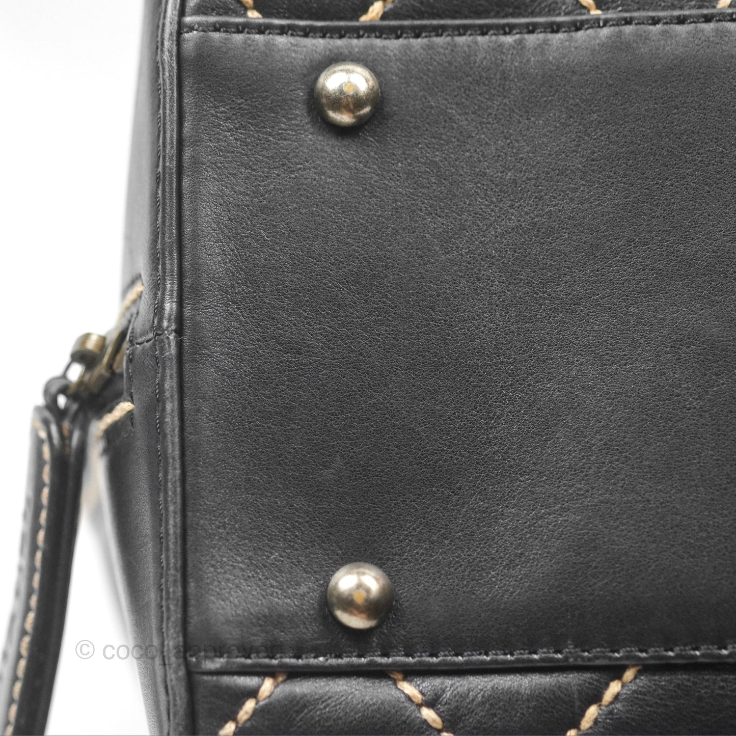 Chanel Vintage Wild Stitch Tote Bag Lambskin Black
