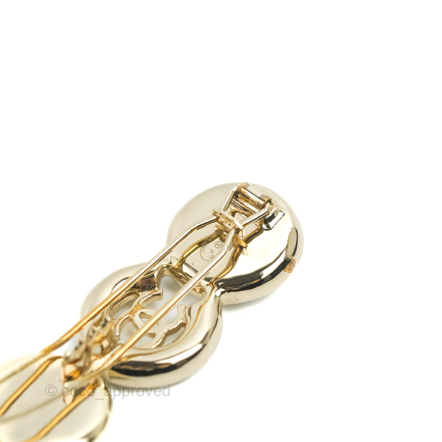Chanel CC Coco Pearl Hair Clip Gold Tone 21P