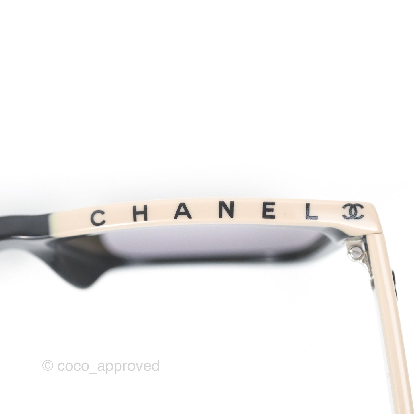 Chanel Acetate Square Sunglasses Black/Beige