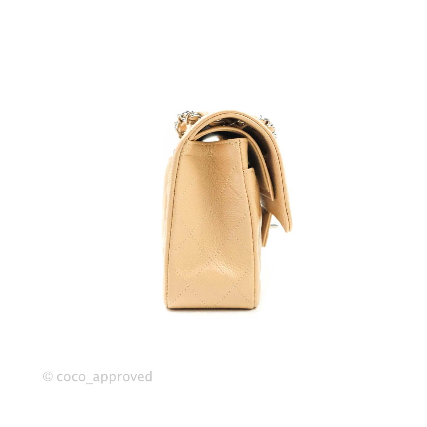 Chanel Classic Small S/M Flap Beige Caviar Silver Hardware