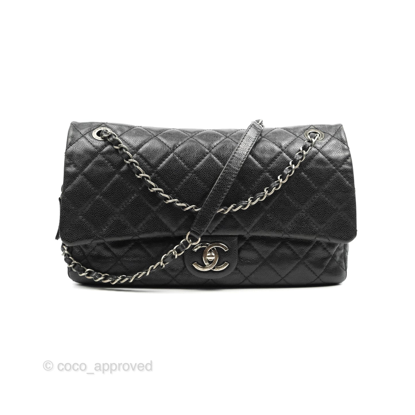 Chanel Jumbo Easy Flap Bag Black Caviar Ruthenium Hardware