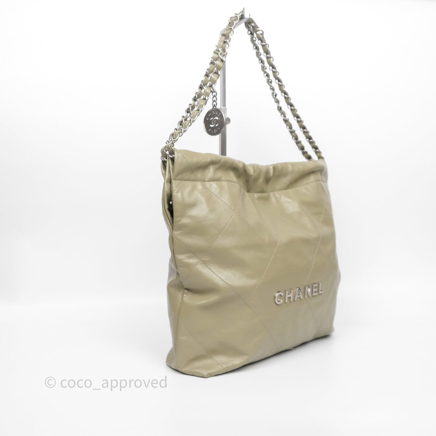 Chanel 22 Small Sage Green Shiny Calfskin Silver Hardware