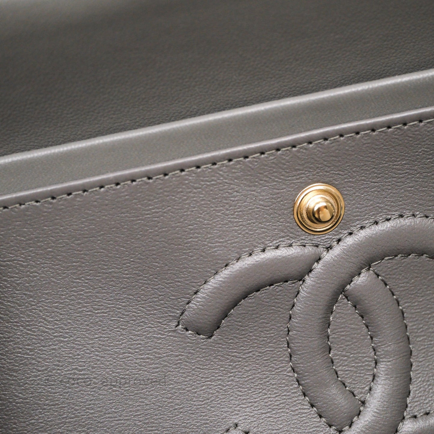 Chanel Small Quilted Classic Flap Grey Lambskin Light Gold Hardware