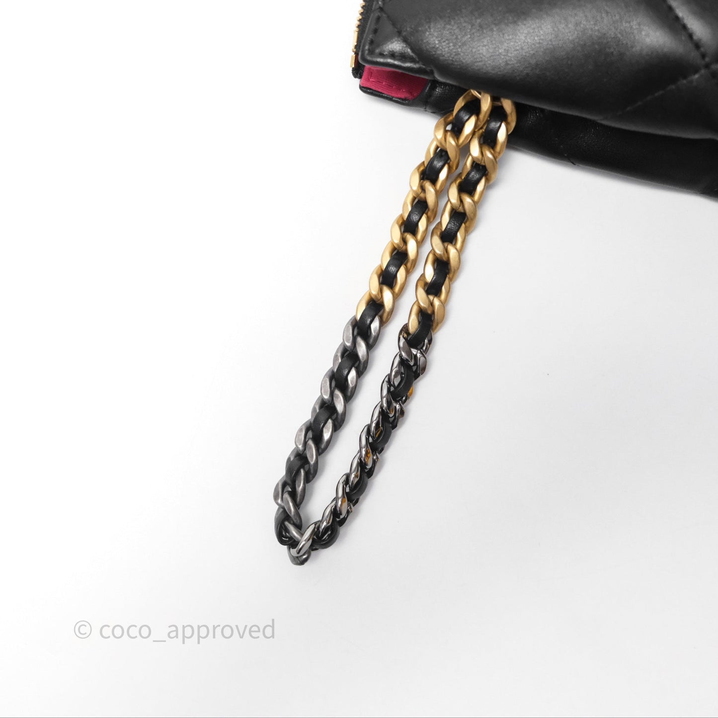 Chanel 19 Pouch Black Shiny Goatskin Mixed Hardware