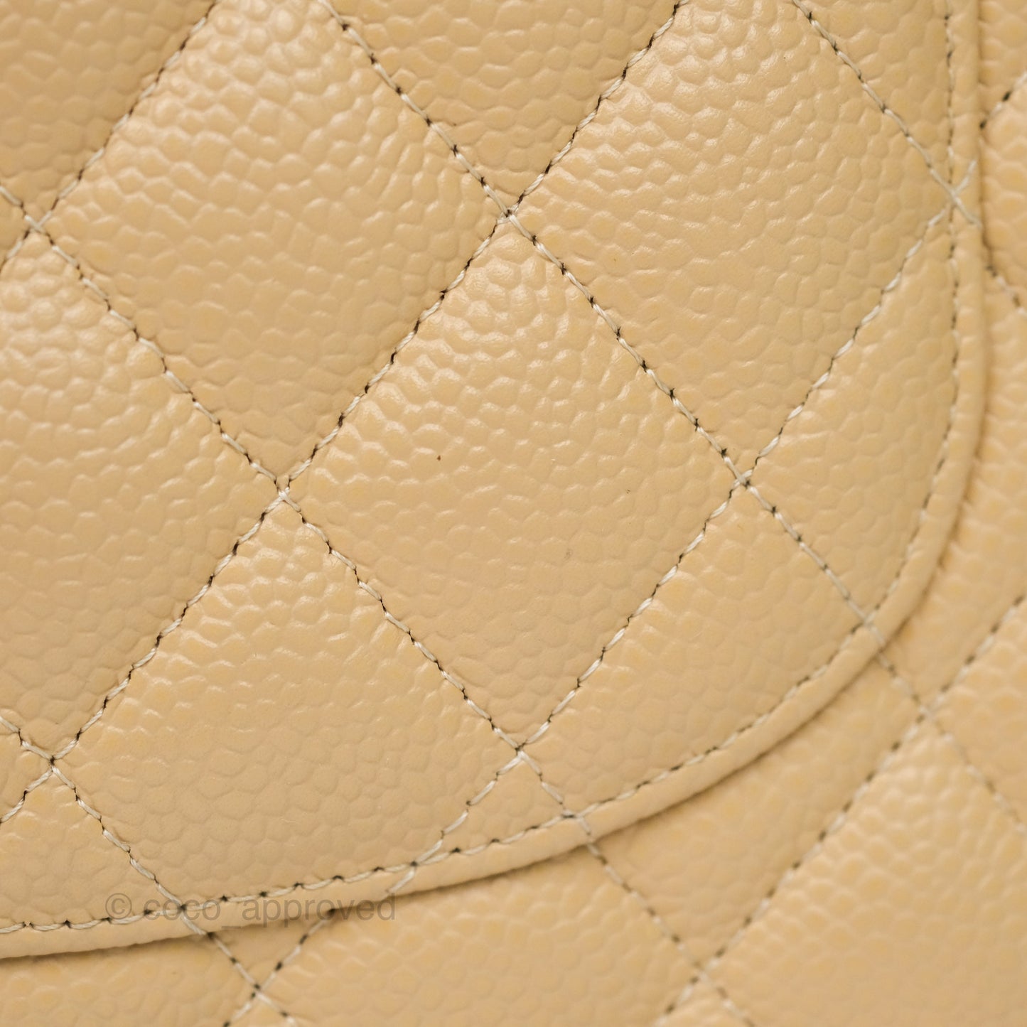 Chanel M/L Medium Classic Flap Quilted Beige Caviar Gold Hardware