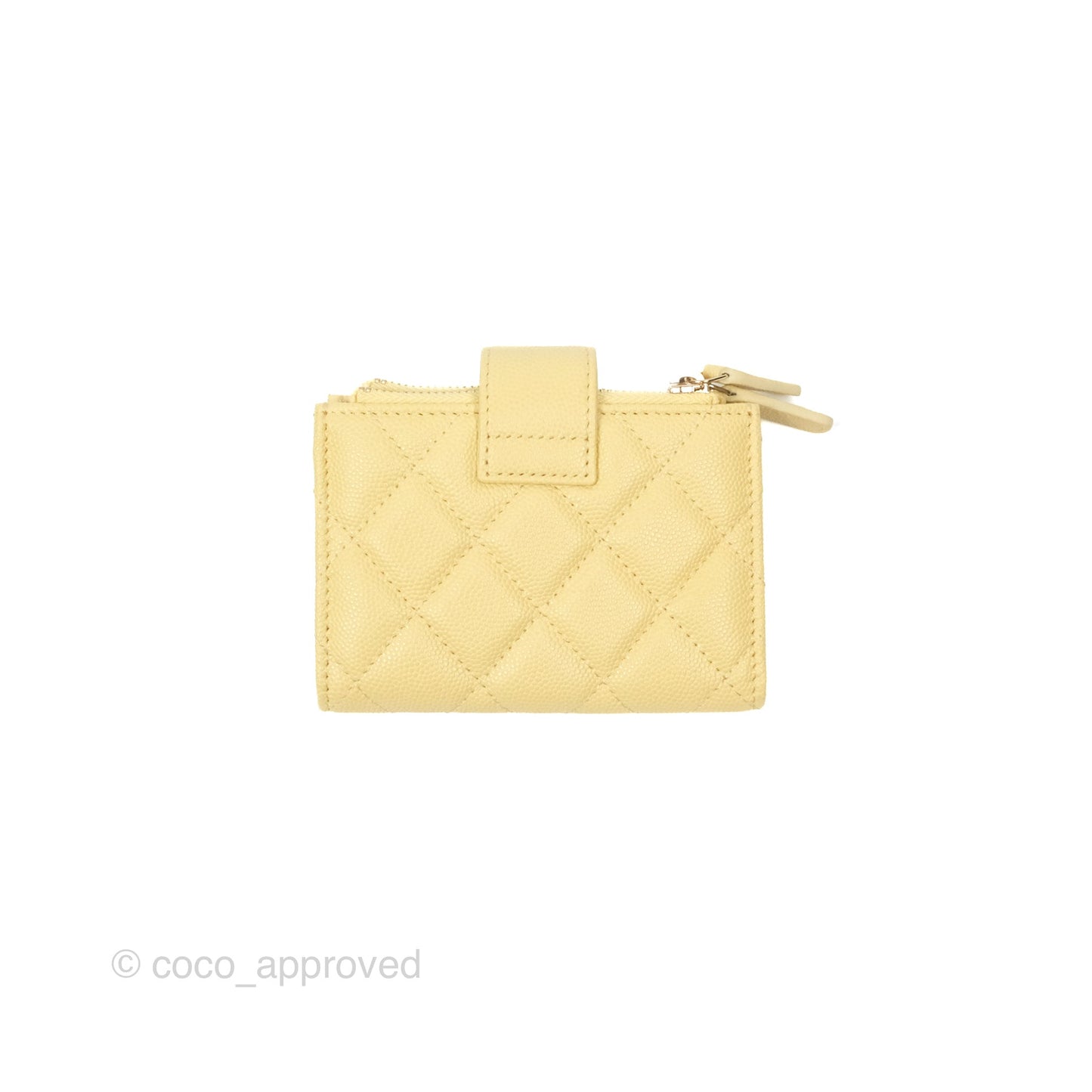 Chanel Classic Double Zip Card Case Yellow Caviar Gold Hardware