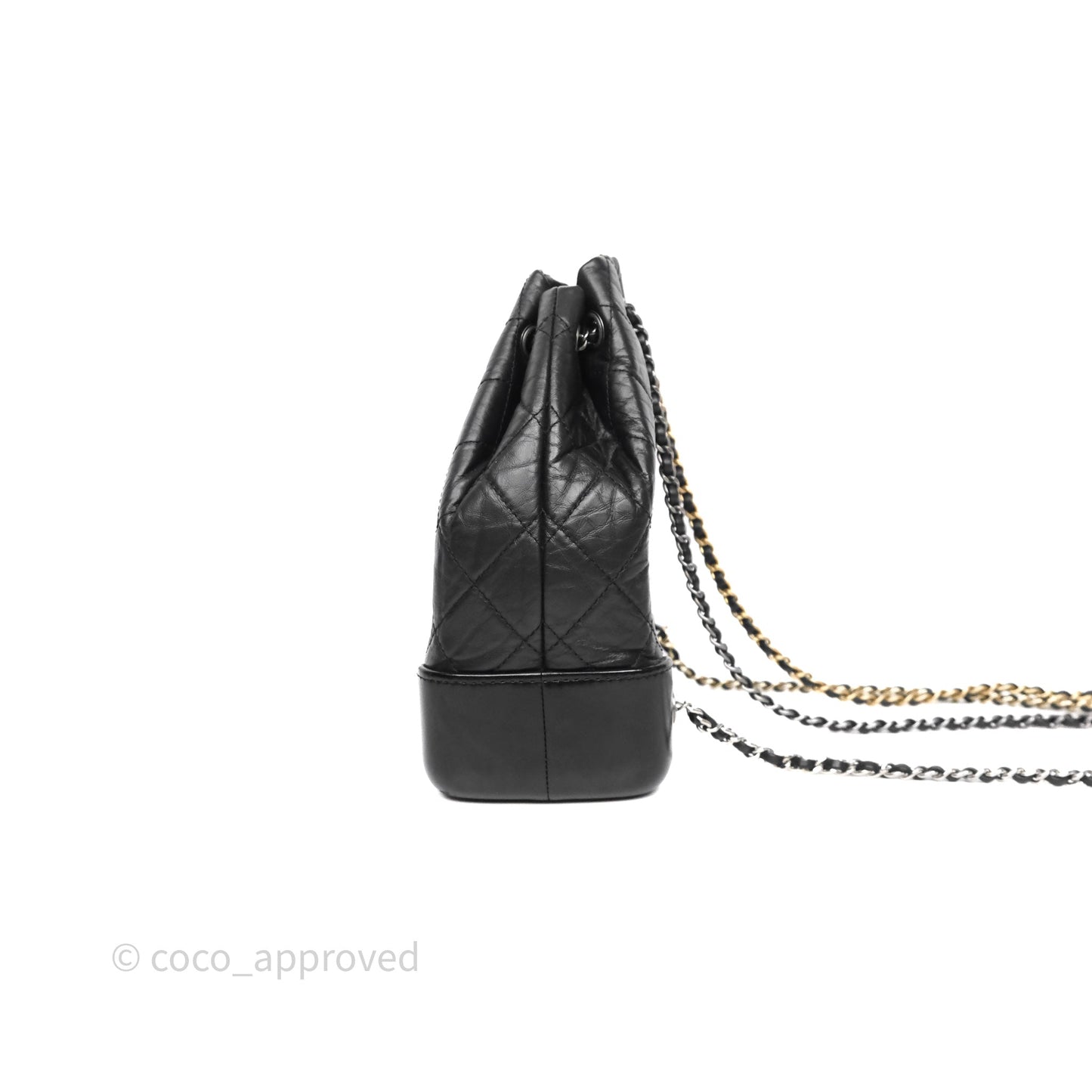 Chanel Small Gabrielle Backpack Quilted Black Aged Calfskin