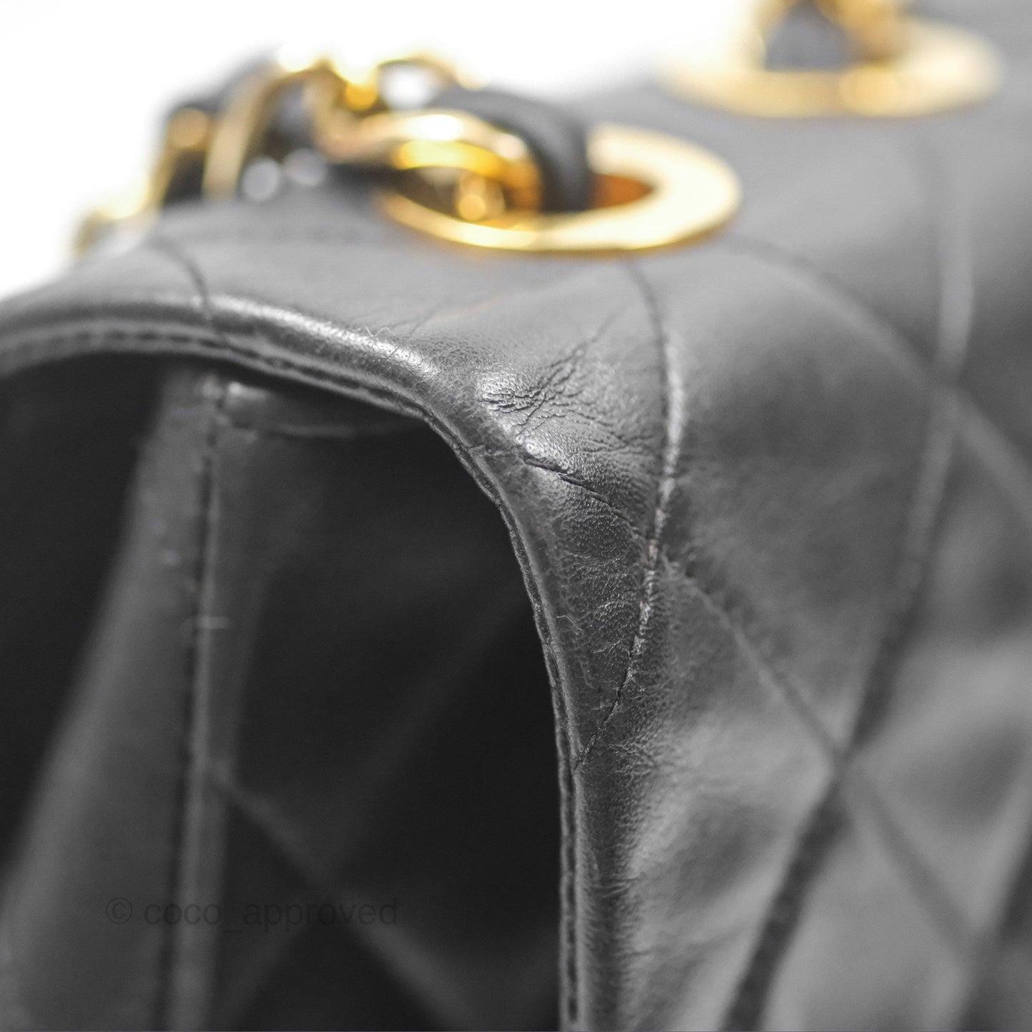 Chanel Vintage Maxi Single Flap Black Lambskin 24K Gold Hardware