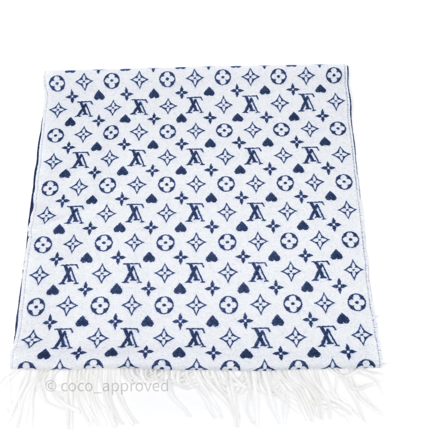 Louis Vuitton Monogram Game On Scarf Wool Blue