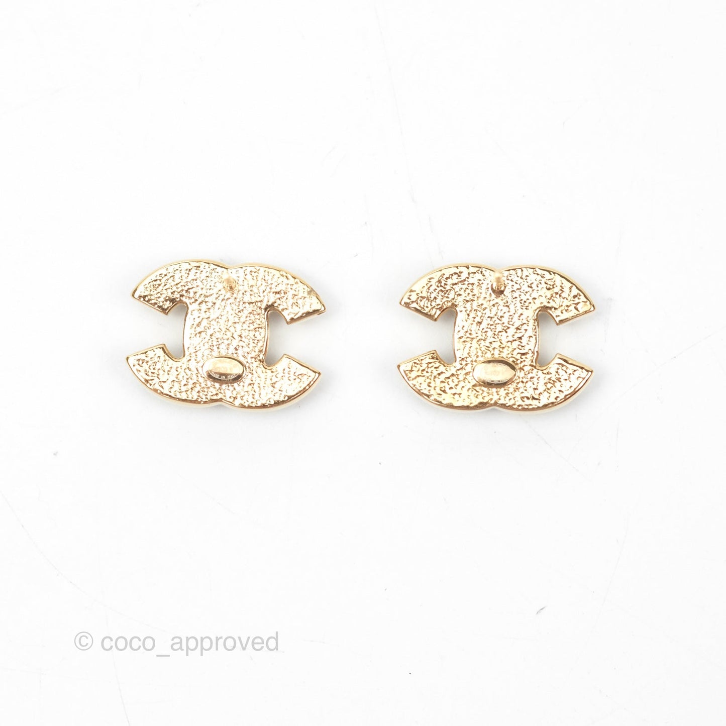 Chanel CC Black Resin Earrings Gold Tone 23K