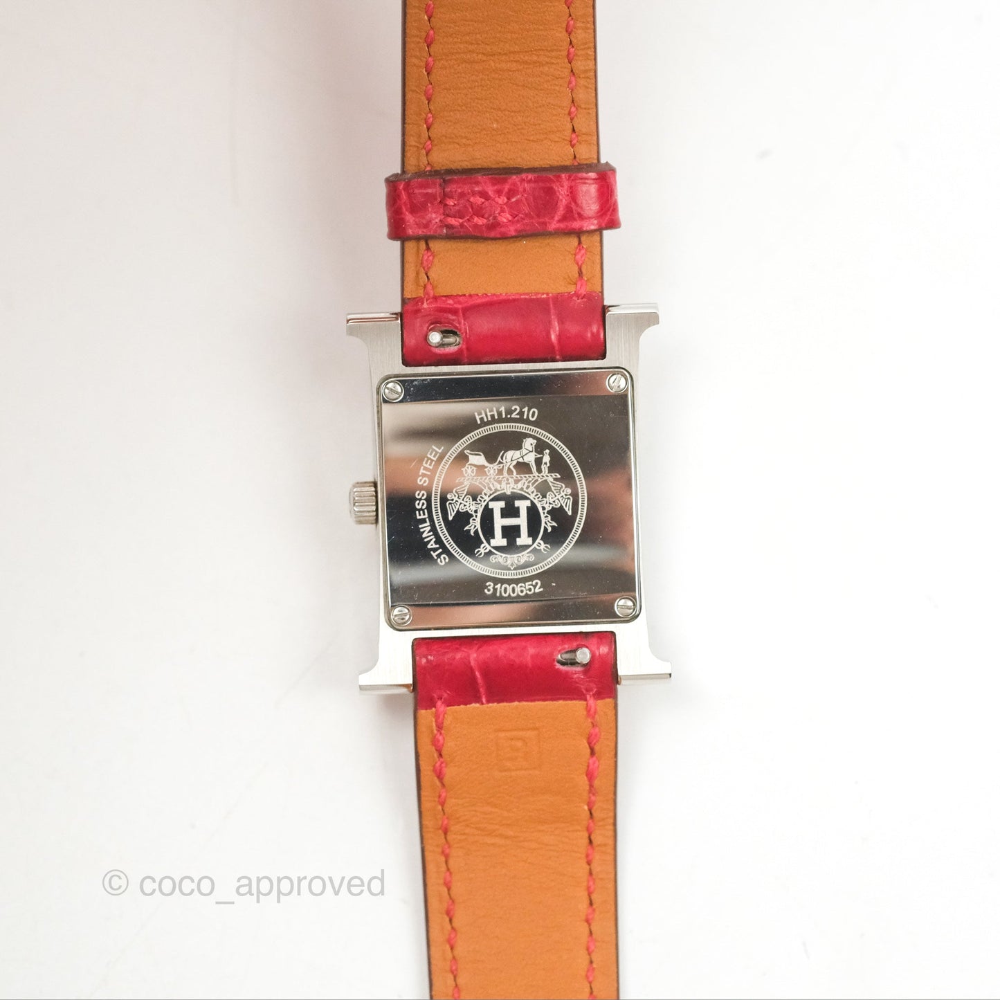 Hermès Heure H Watch Diamond Red Alligator Palladium Hardware