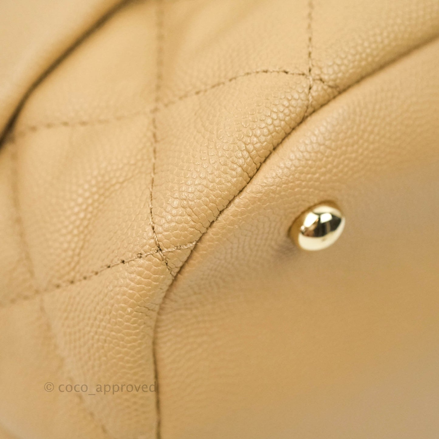 Chanel Caviar Quilted Rolled Up Bucket Drawstring Bag Beige Gold Hardware 19B
