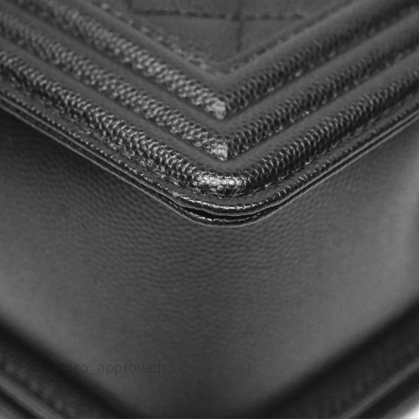 Chanel Quilted Medium Boy Black Caviar Aged Gold Hardware