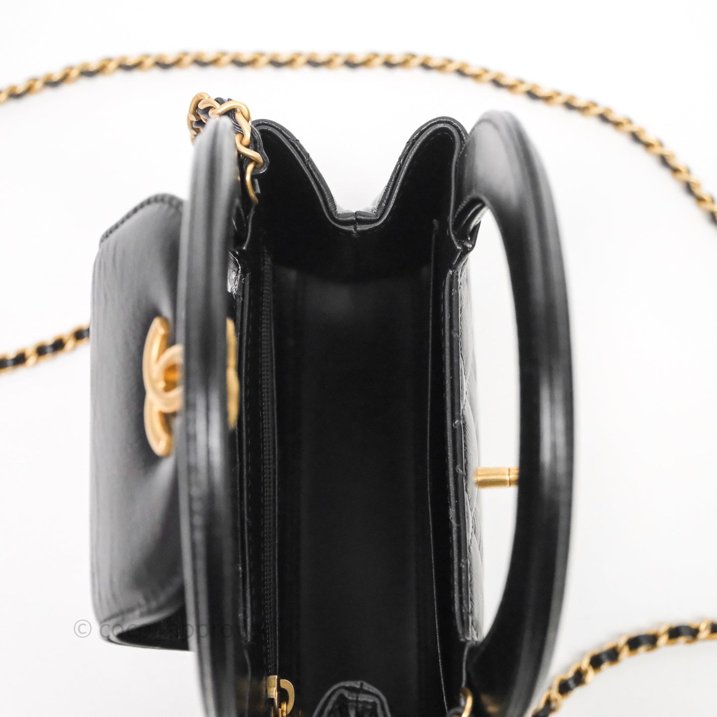 Chanel Kelly Bag Quilted Black Shiny Crumpled Calfskin Aged Gold Hardware