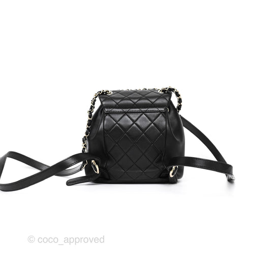 Chanel Small Duma Drawstring Backpack Black Lambskin Gold Hardware