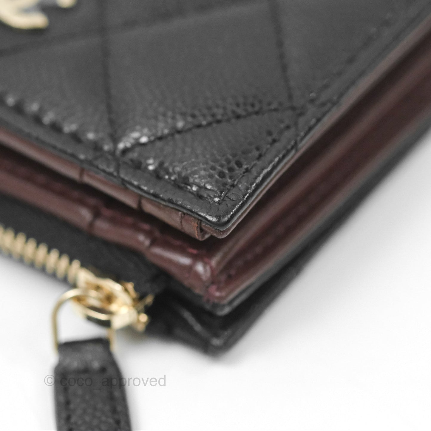 Chanel Compact Wallet Black Caviar Gold Hardware 23A