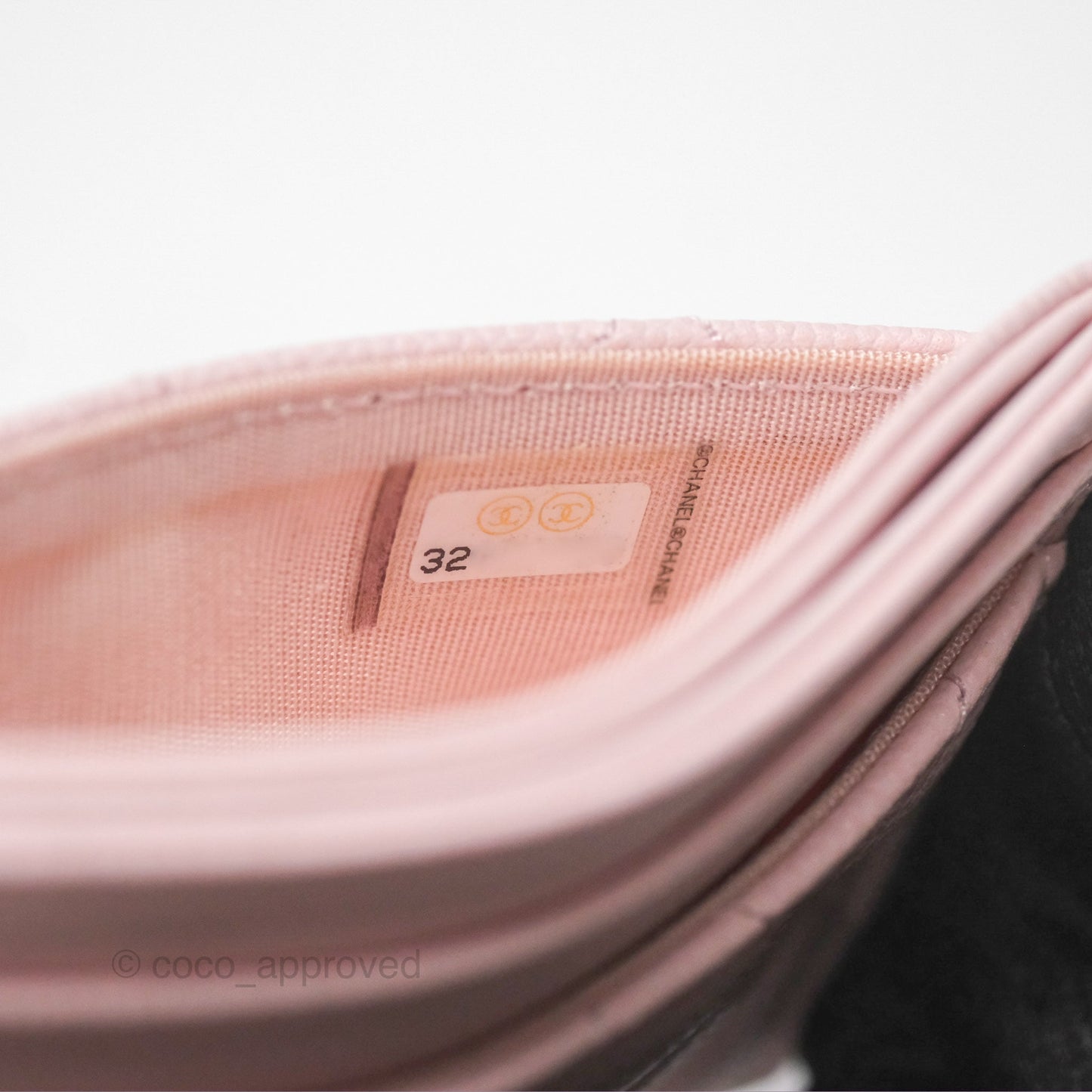 Chanel Quilted Flat Card Holder Light Pink Caviar
