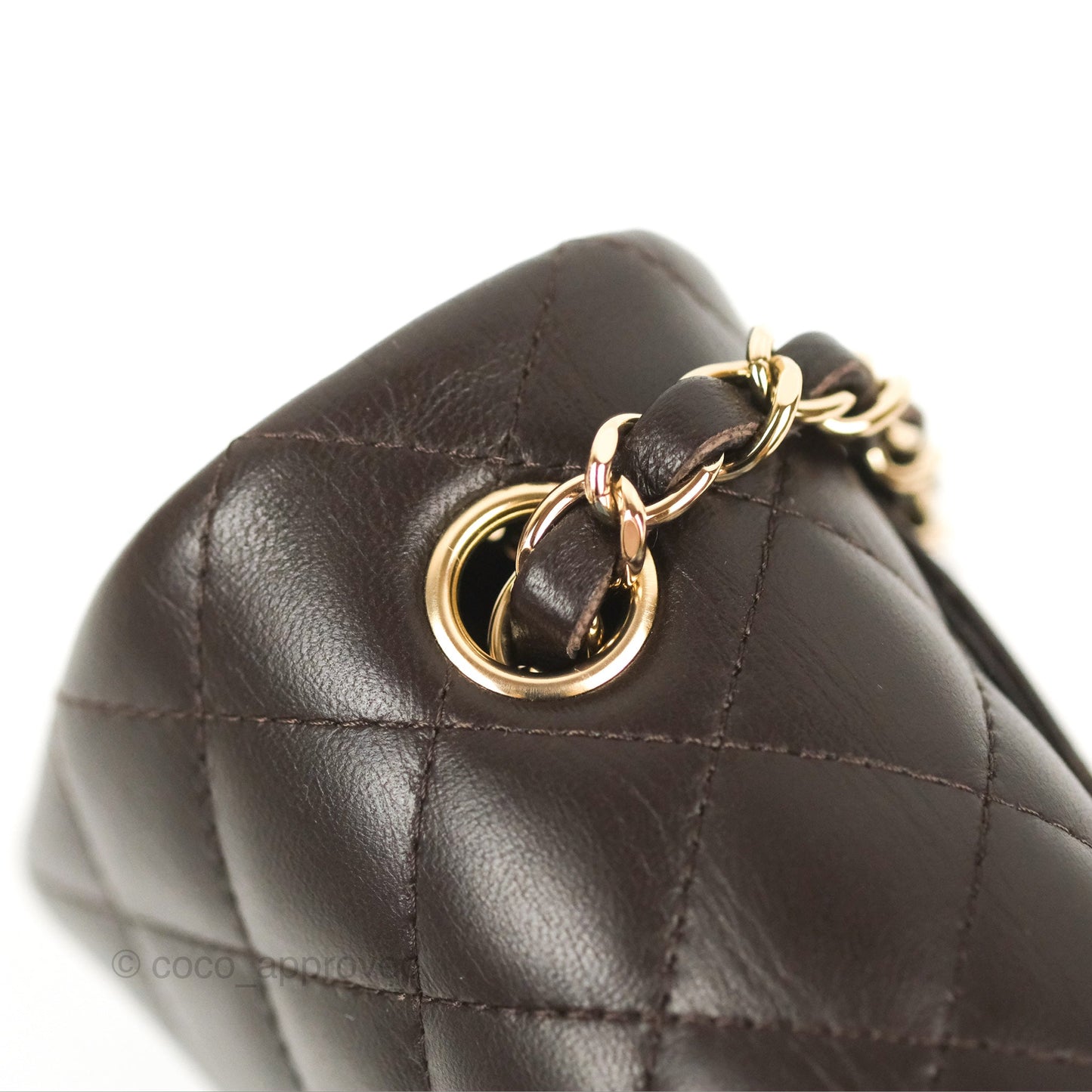 Chanel Quilted Mini Rectangular Chocolate Brown Lambskin Gold Hardware