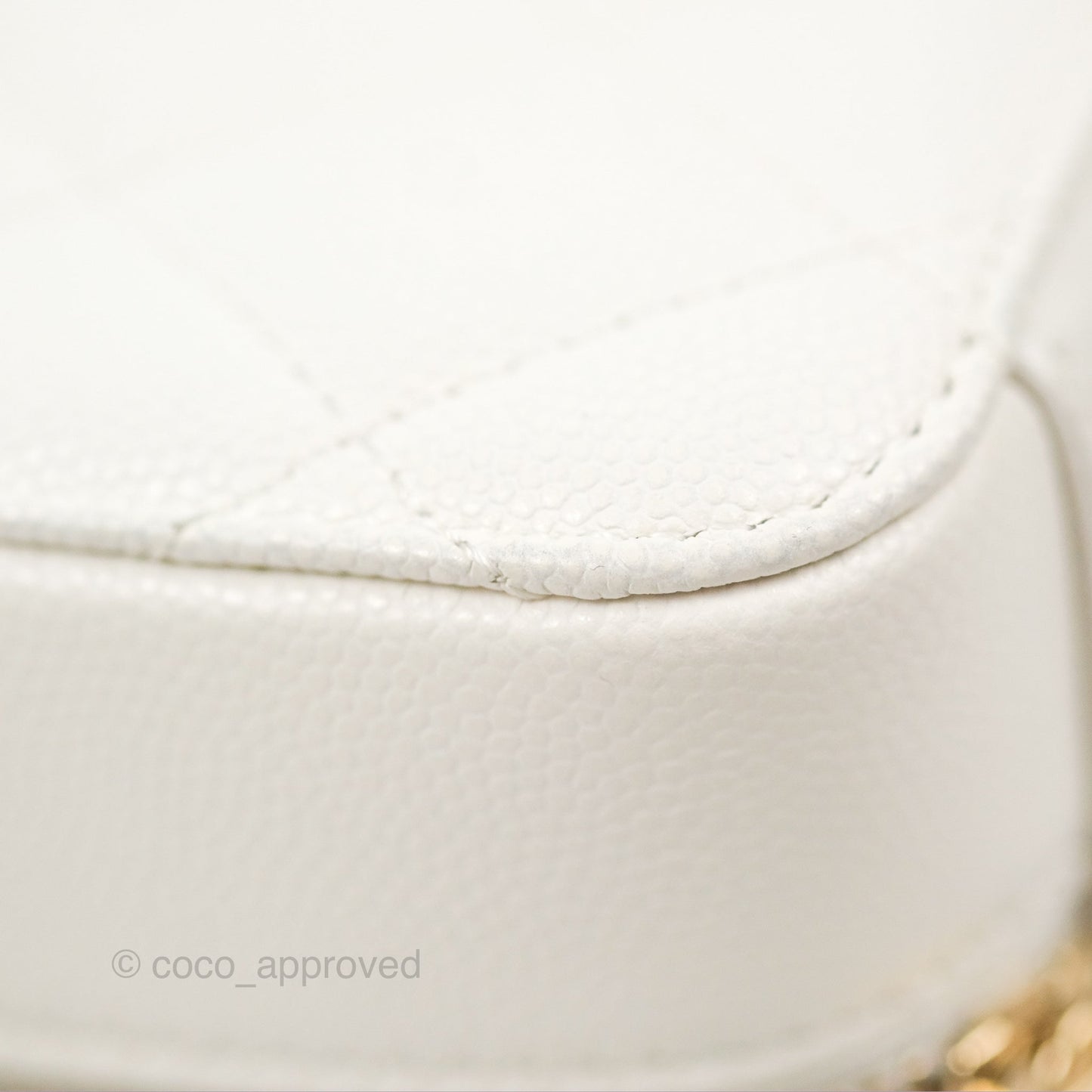 Chanel Mini Quilted Camera Case White Caviar Gold Hardware