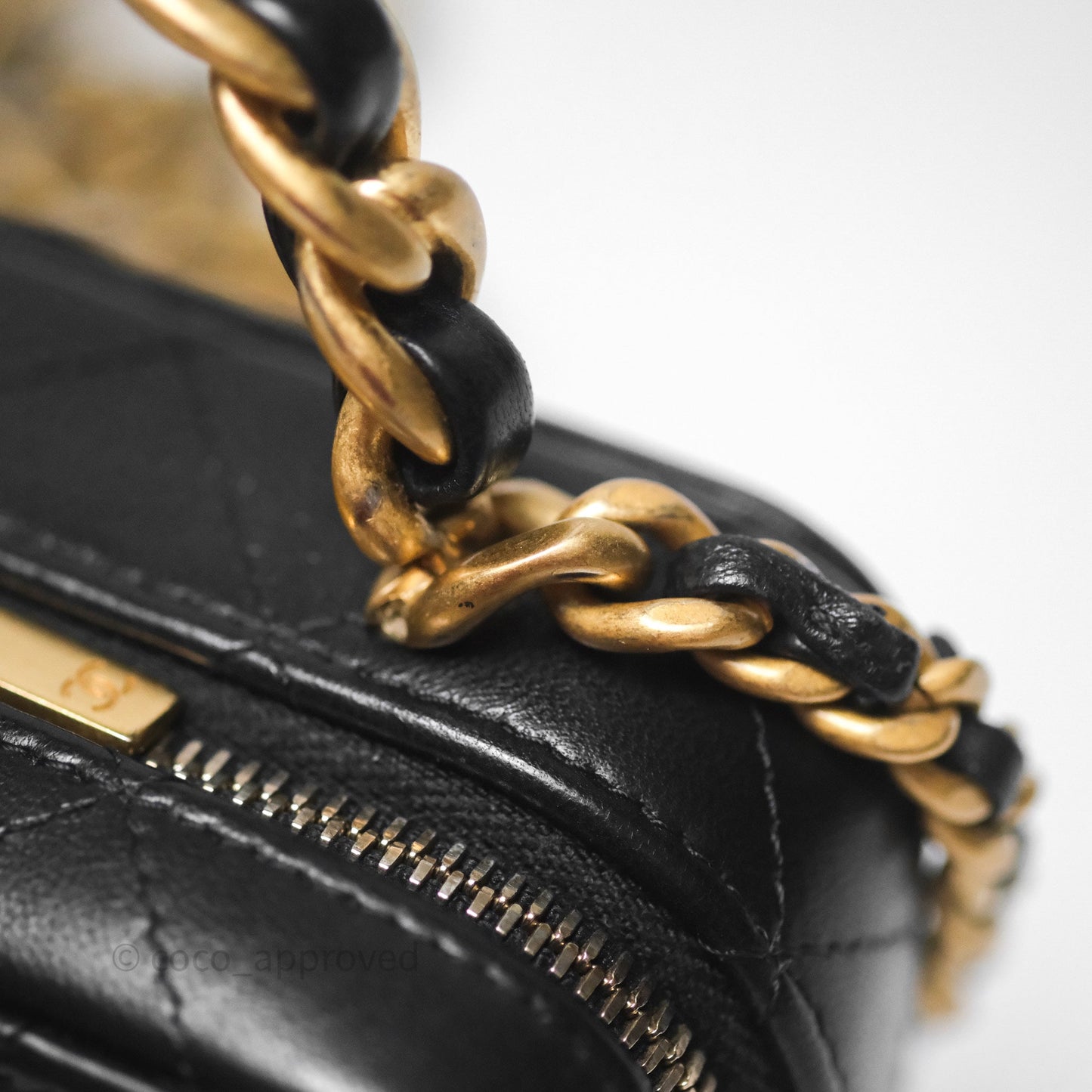 Chanel Top Handle Vanity Case Black Lambskin Aged Gold Hardware 22A