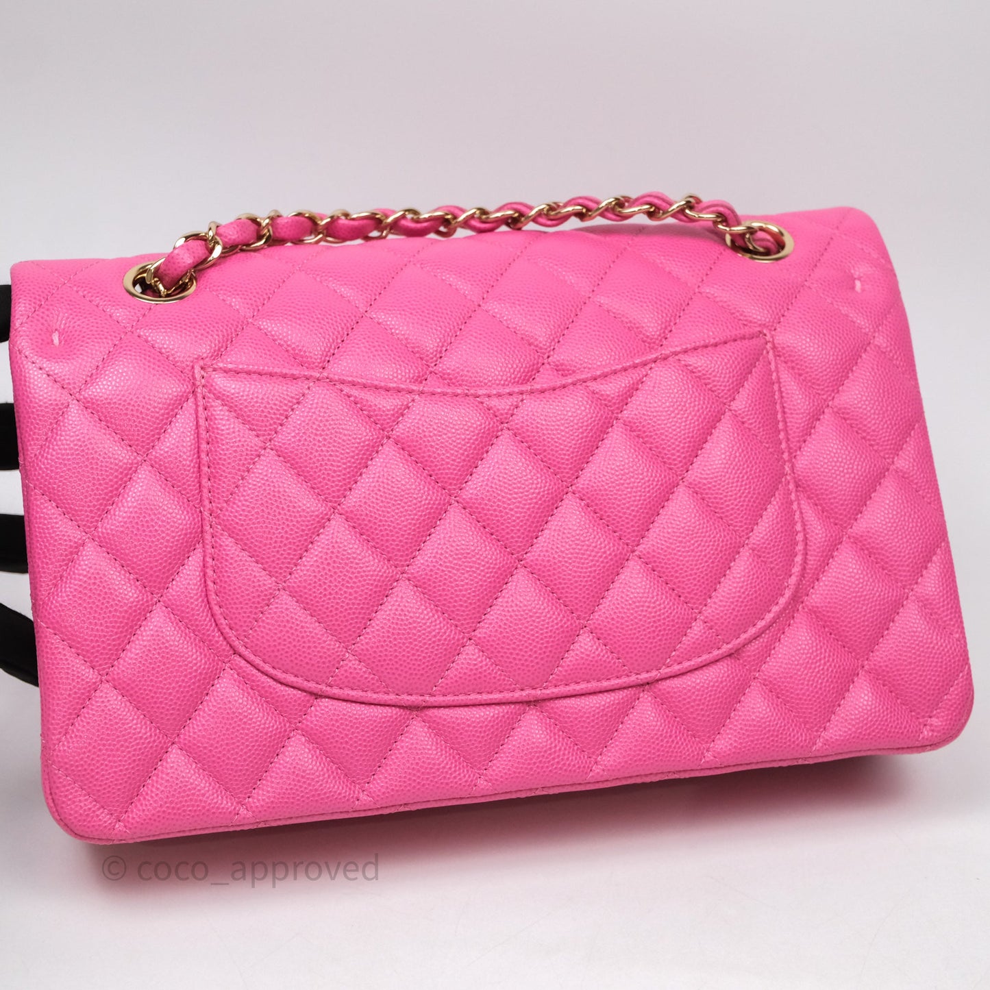 Chanel Classic M/L Medium Flap Quilted Hot Pink Caviar Gold Hardware