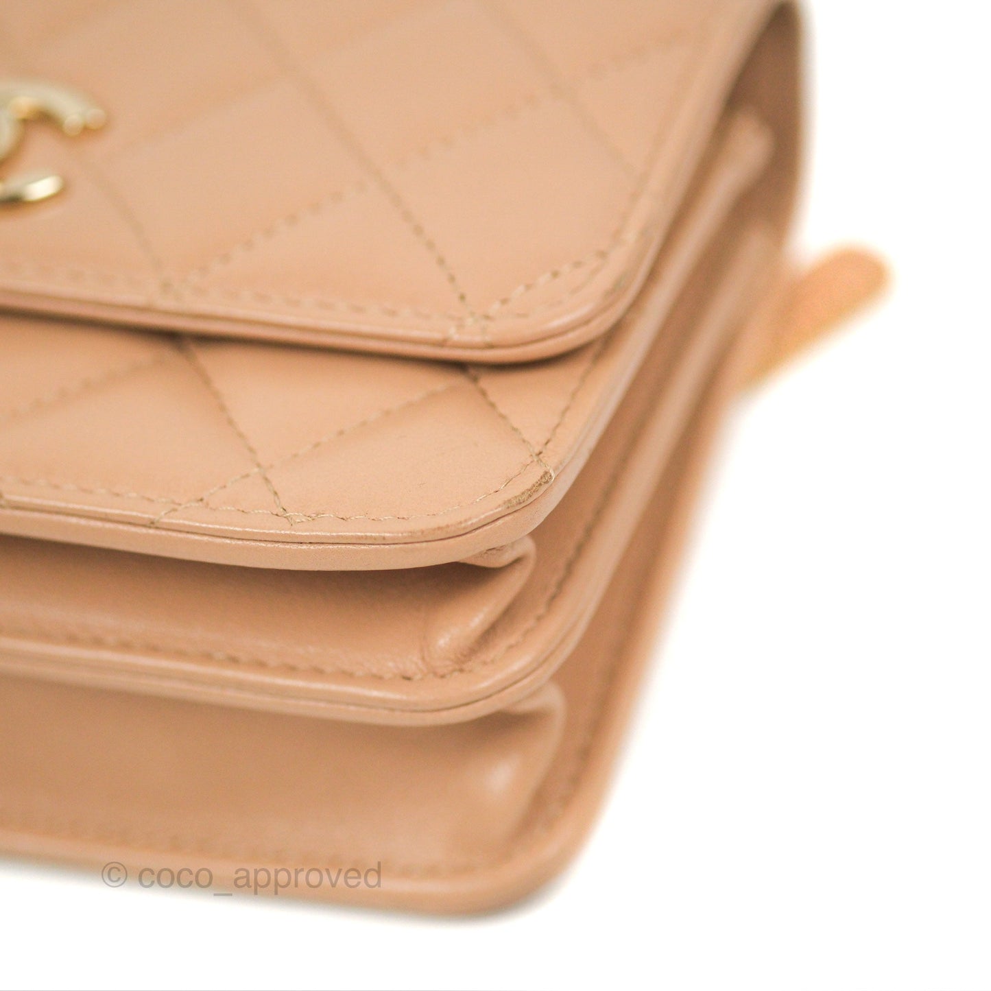 Chanel Mini Trendy WOC Beige Lambskin Gold Hardware 22B