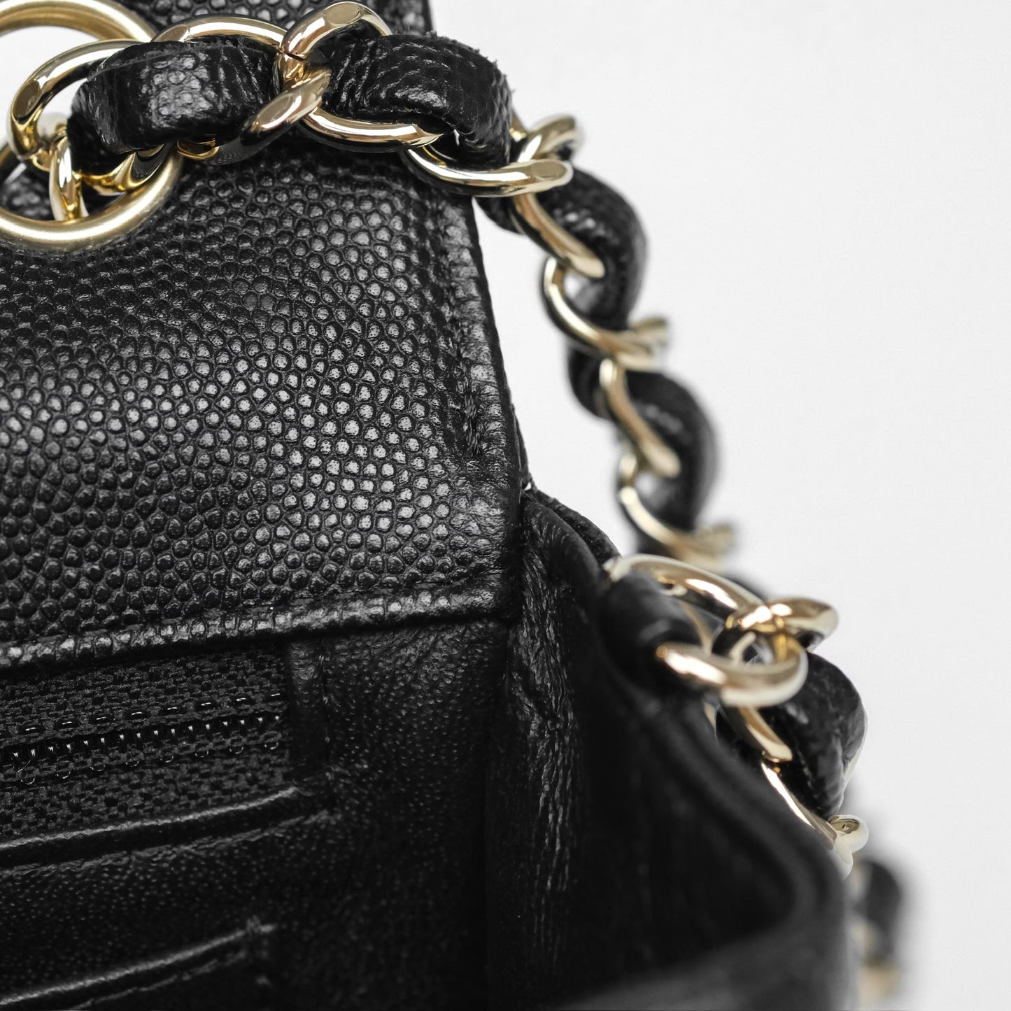 Chanel Mini Rectangular Chevron Black Caviar Gold Hardware