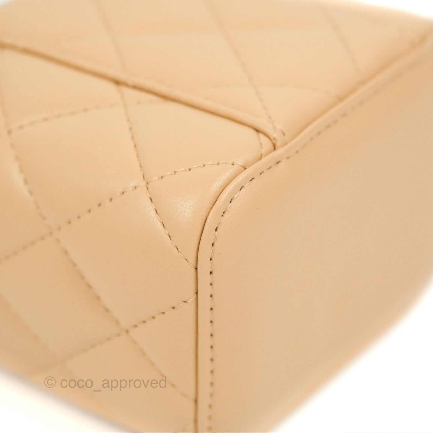 Chanel Mini Pearl Crush Vanity With Chain Beige Lambskin Aged Gold Hardware