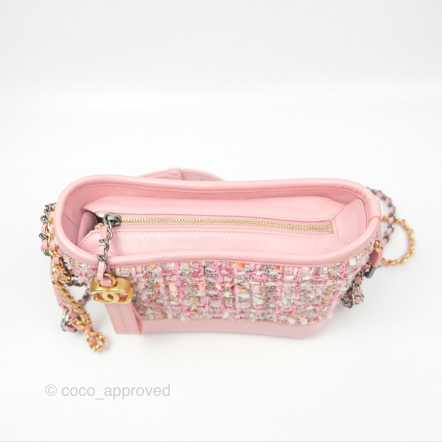 Chanel Small Gabrielle Hobo Quilted Pink Tweed Aged Calfskin