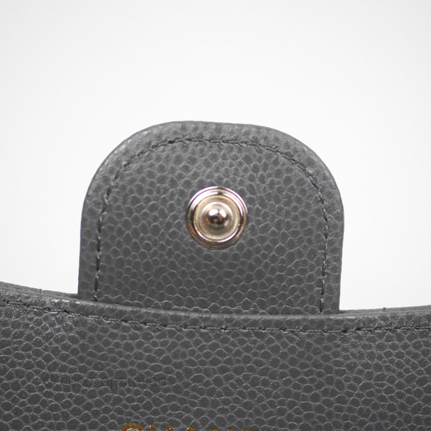 Chanel Classic Flap Card Holder Dark Grey Caviar Gold Hardware